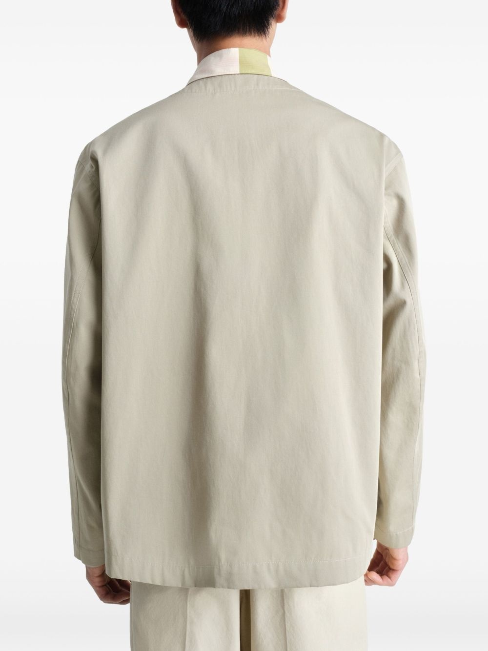 collarless shirt jacket - 4
