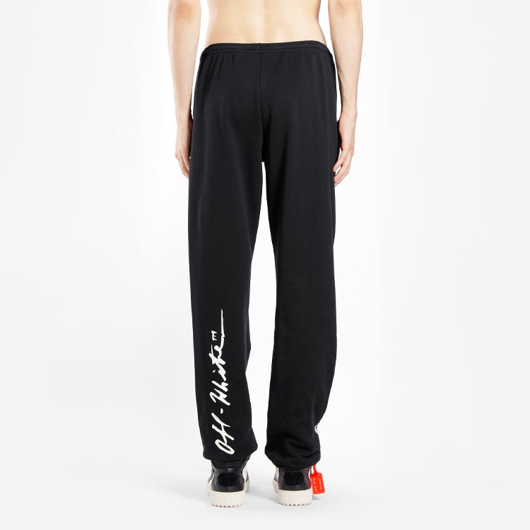 Off-White Mona Lisa Pattern Alphabet Printing Sports Long Pants Black OMCH014S190030051020 - 3