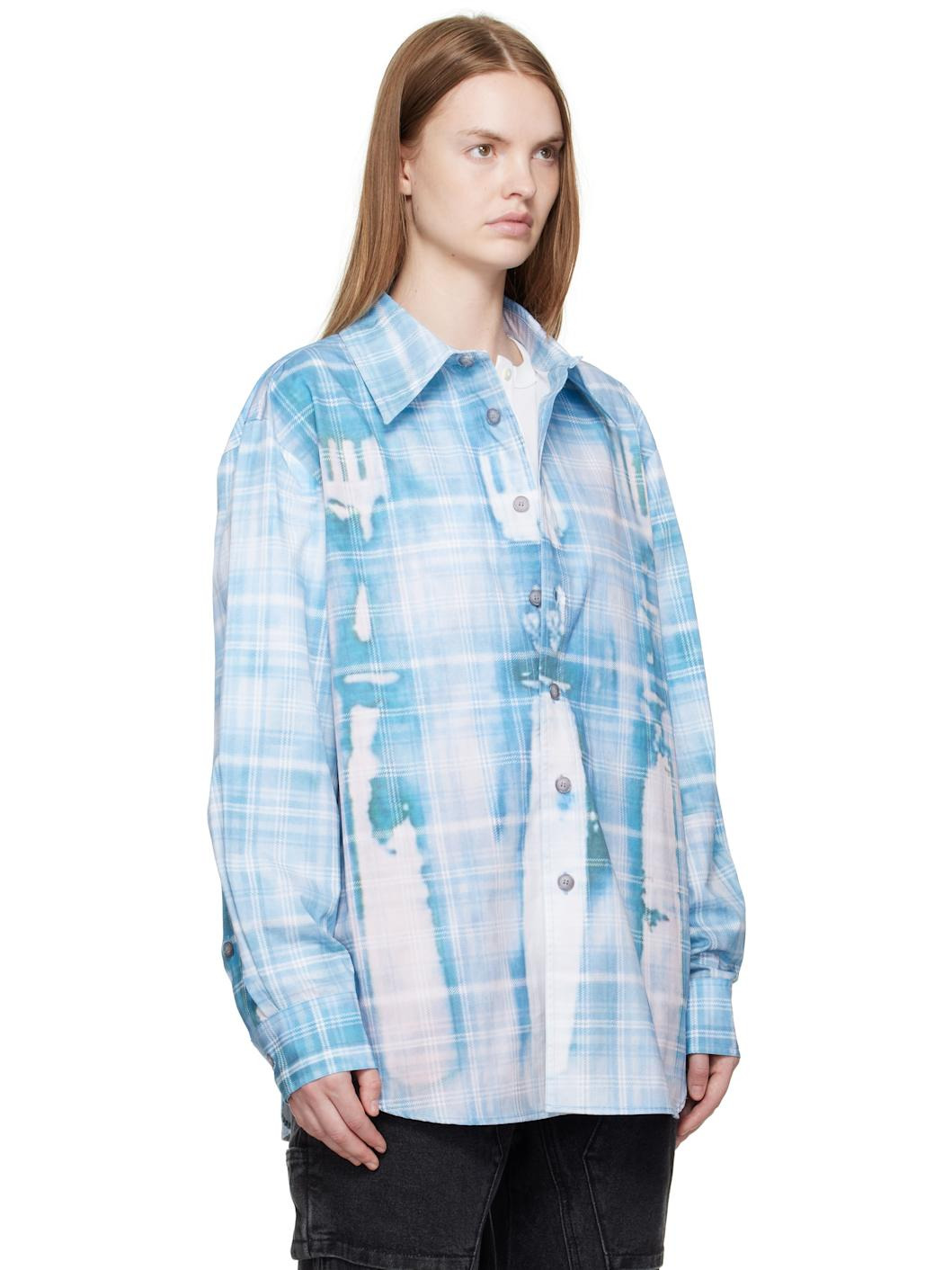 Blue Trompe L'Oeil Printed Check Shirt - 2