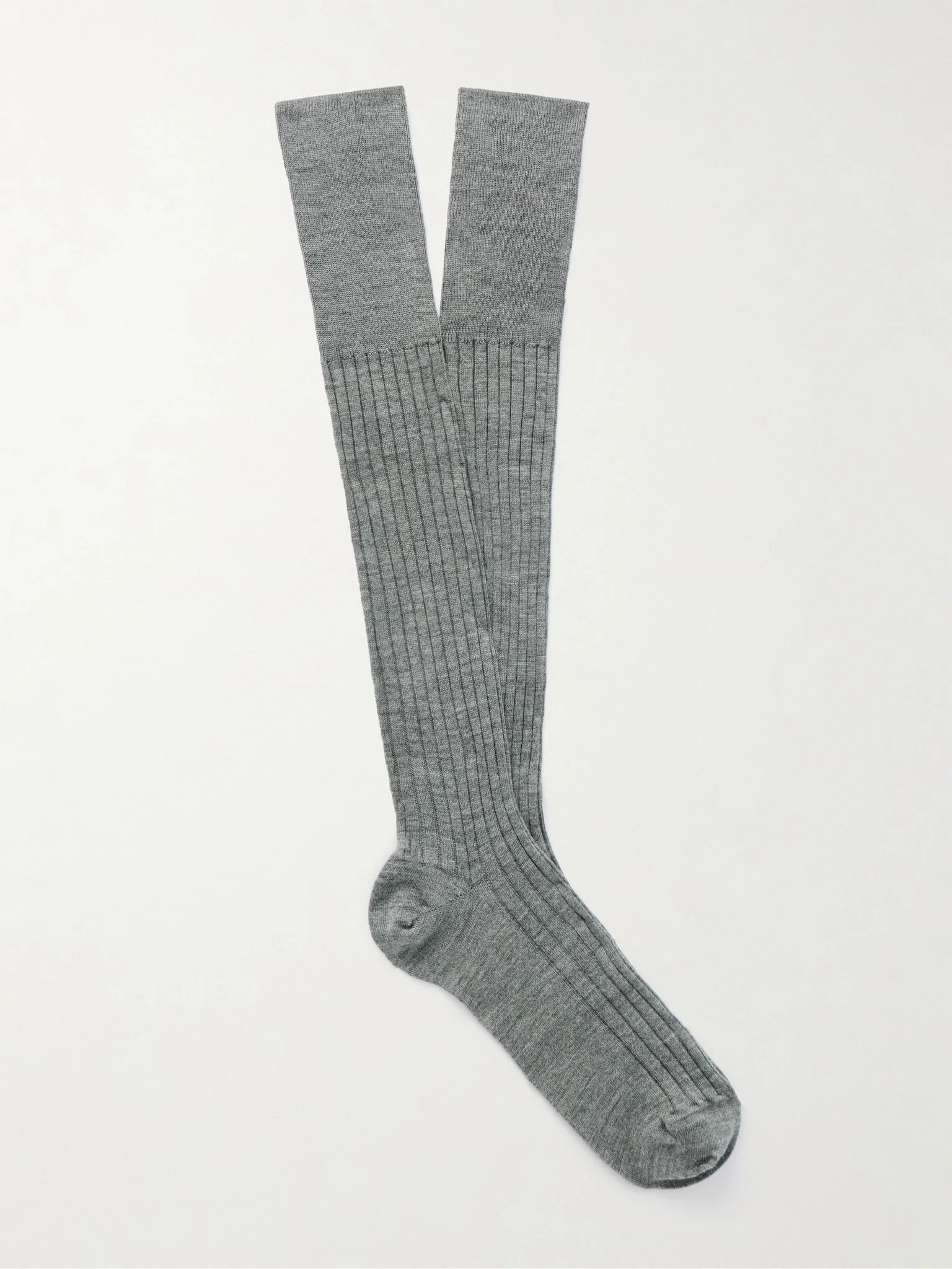 Ribbed Wool and Cashmere-Blend Socks Gray - 1