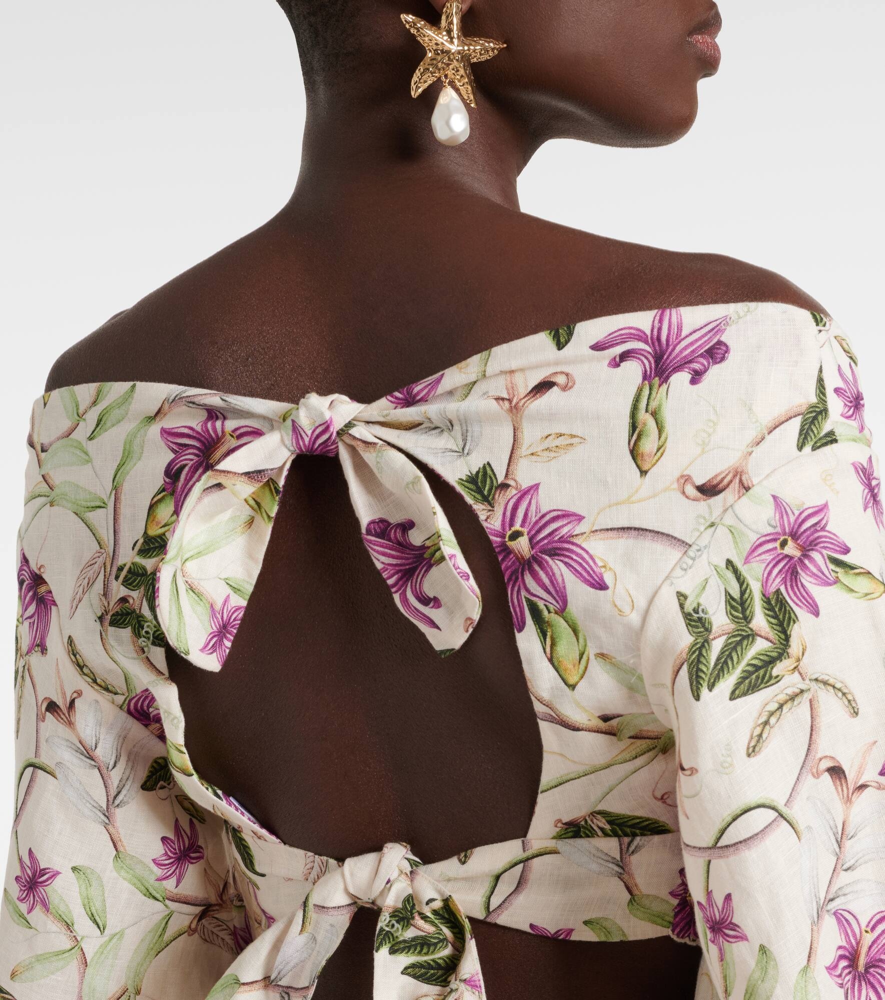 Duria floral linen crop top - 6