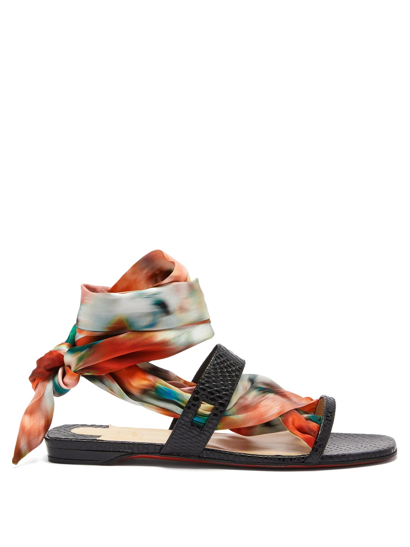 Foulard Cheville scarf & leather sandals - 1