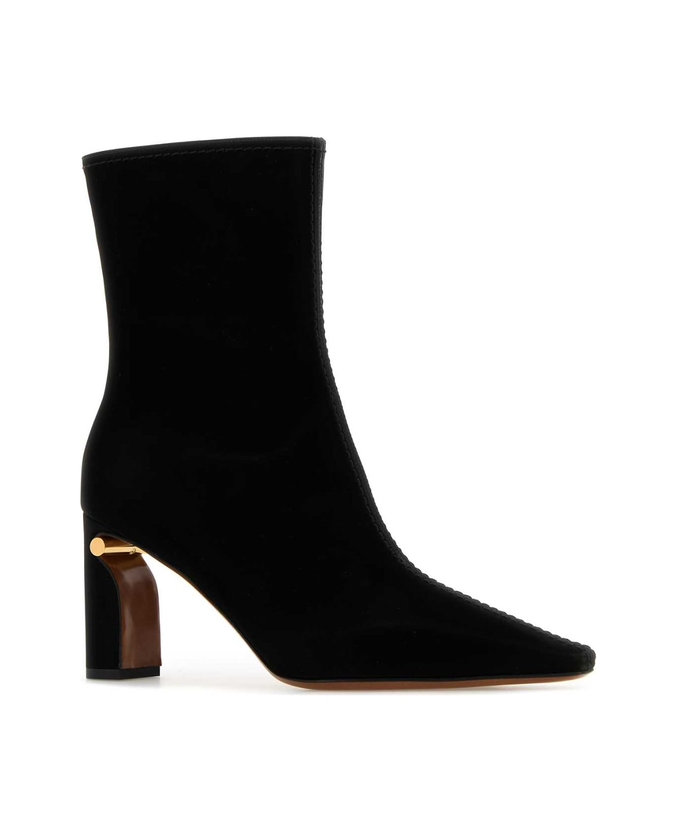 Black Fabric Ankle Boots - 2
