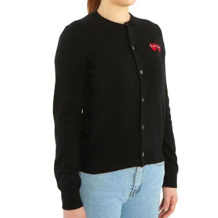 (WMNS) COMME des GARCONS PLAY Cardigan With Double Emblems 'Black' AZ-N057-051-1 - 3