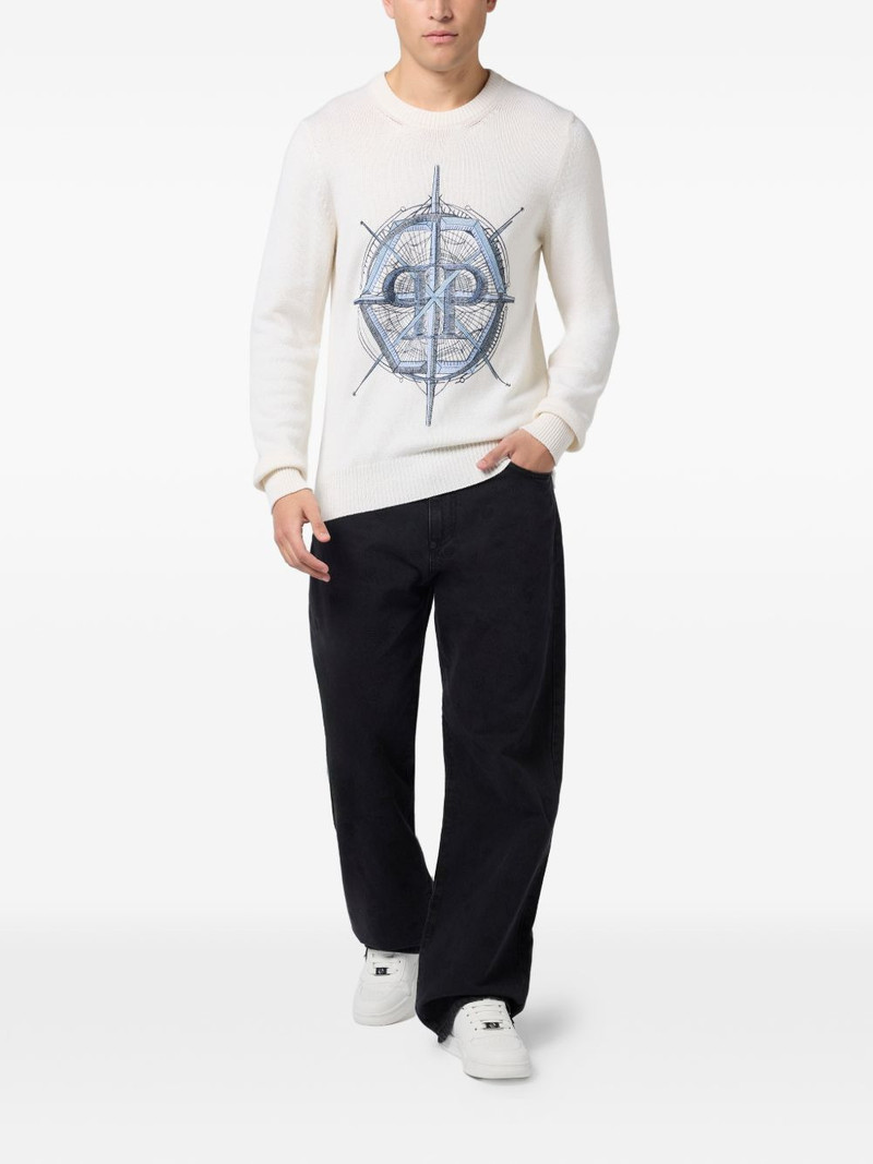 PHILIPP PLEIN crew-neck wind rose sweater outlook