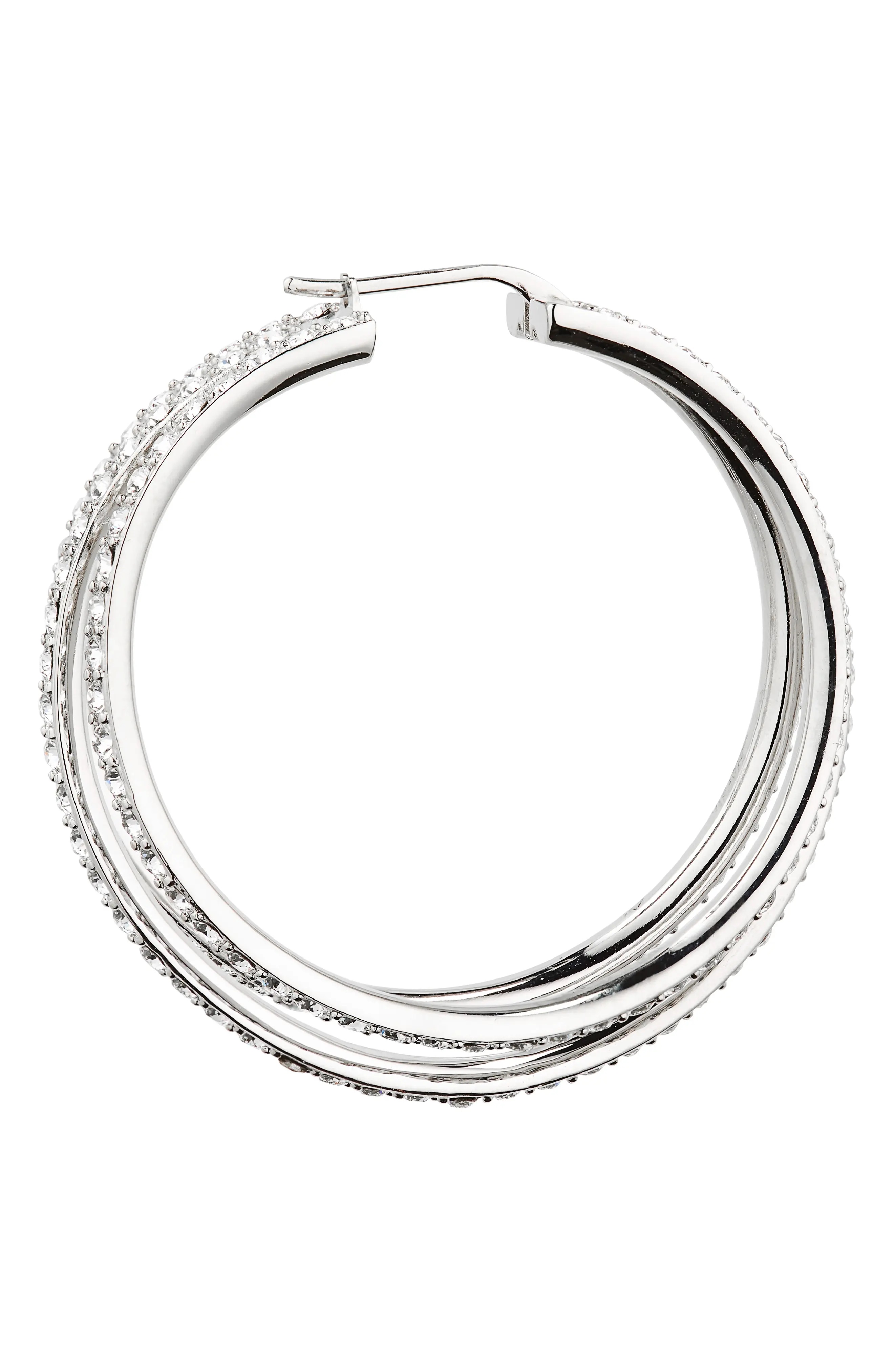 Vittoria Hoop Earrings in White Crystal/Silver Base - 4