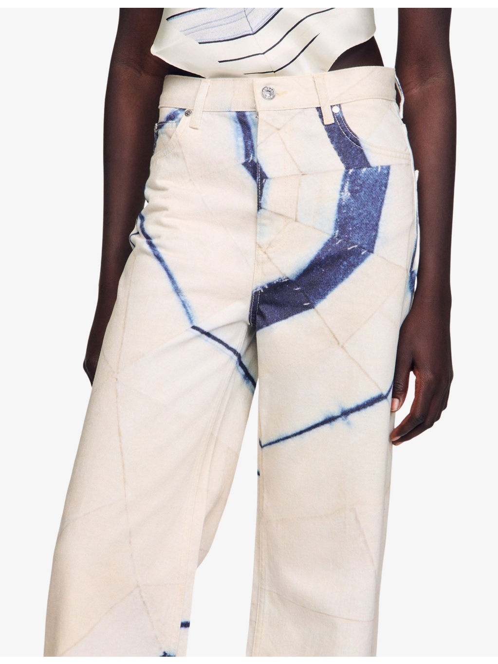 Tie-Dye Spiral-Print Wide-Leg Denim Jeans - 5