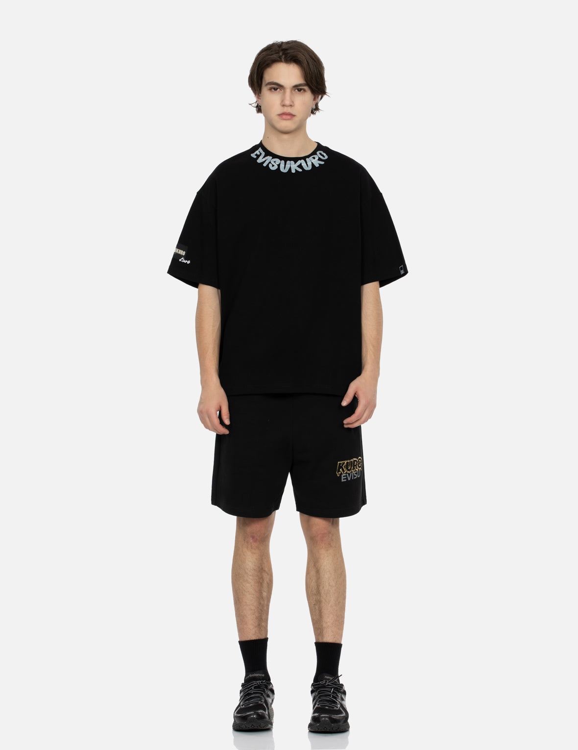 Metallic Logo Print Relax Fit Sweat Shorts - 6