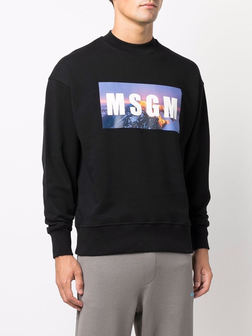 logo-print crew neck sweatshirt - 3