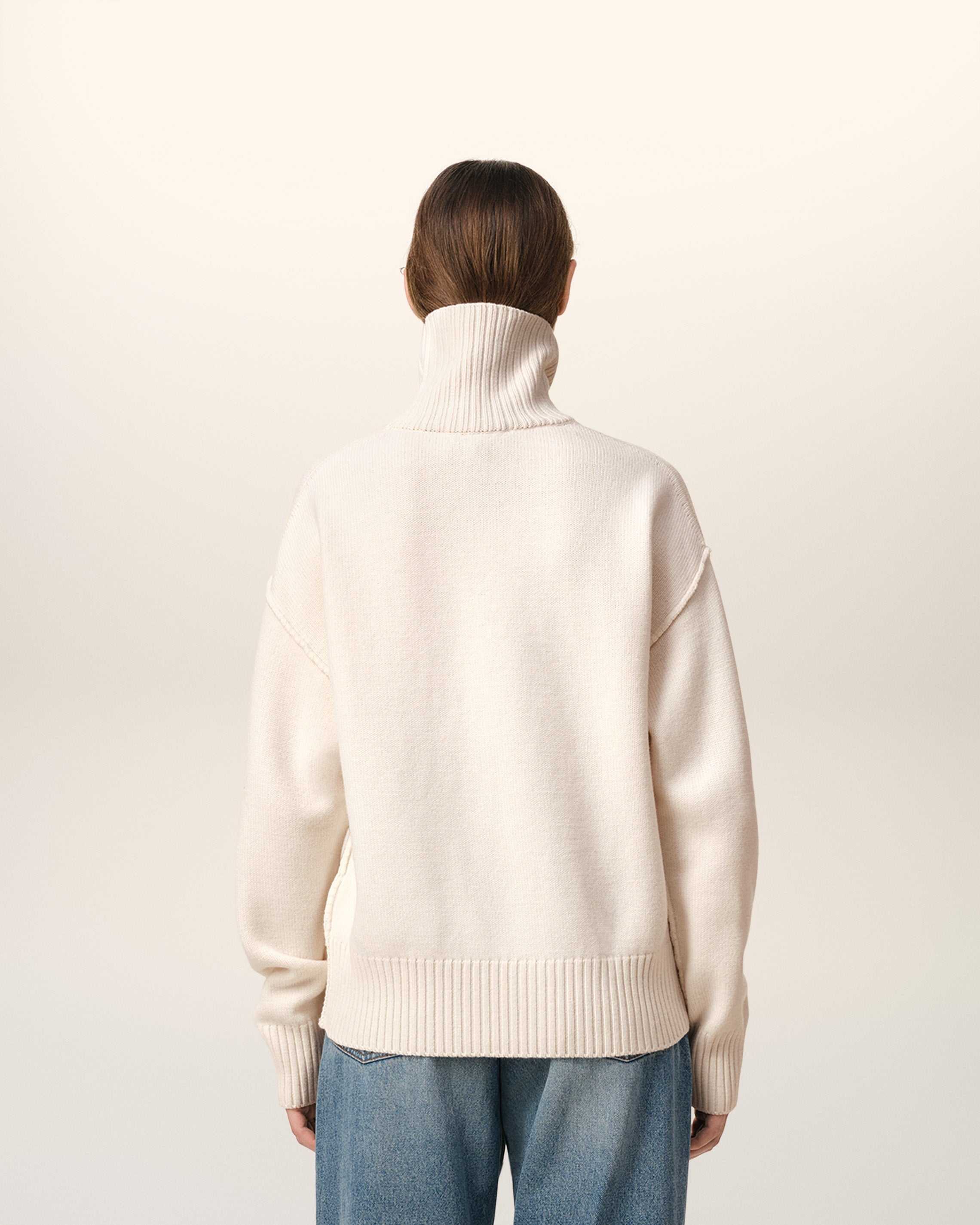 WHITE WOOL AMI DE COEUR SWEATER - 5