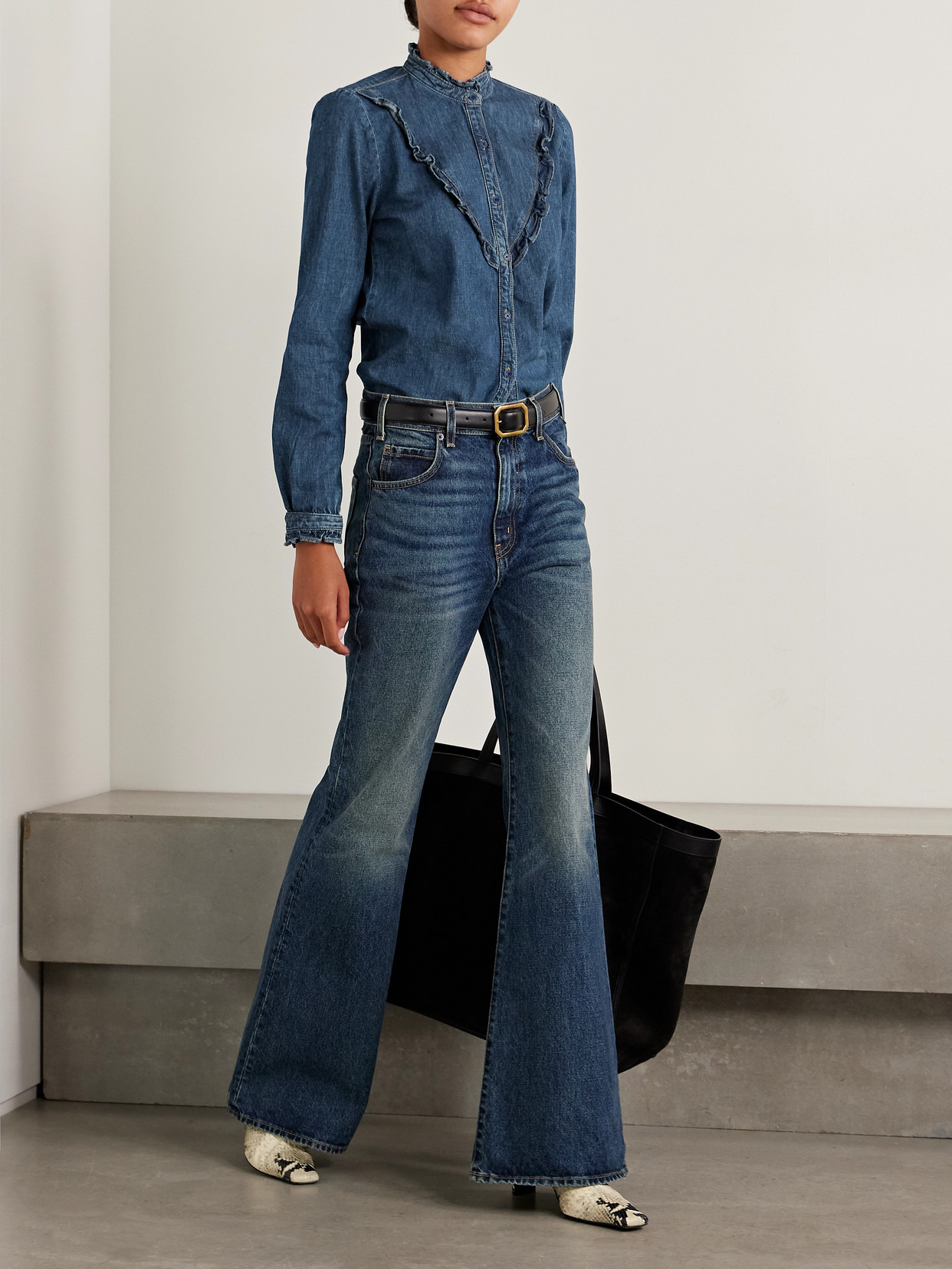 Marcela Ruffled Denim Shirt - 2