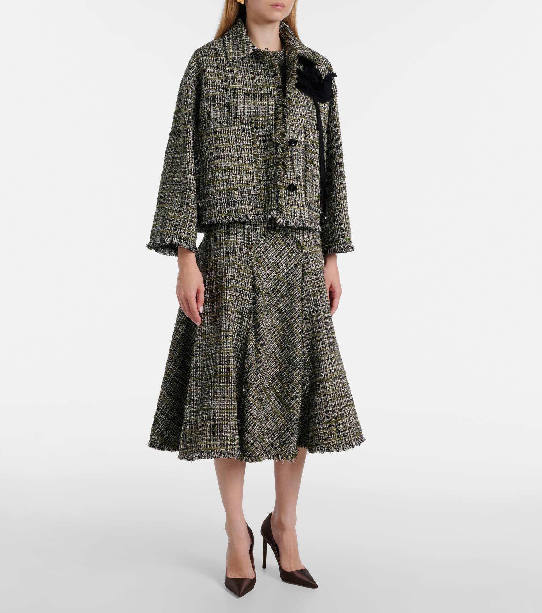 Draped tweed midi dress - 6