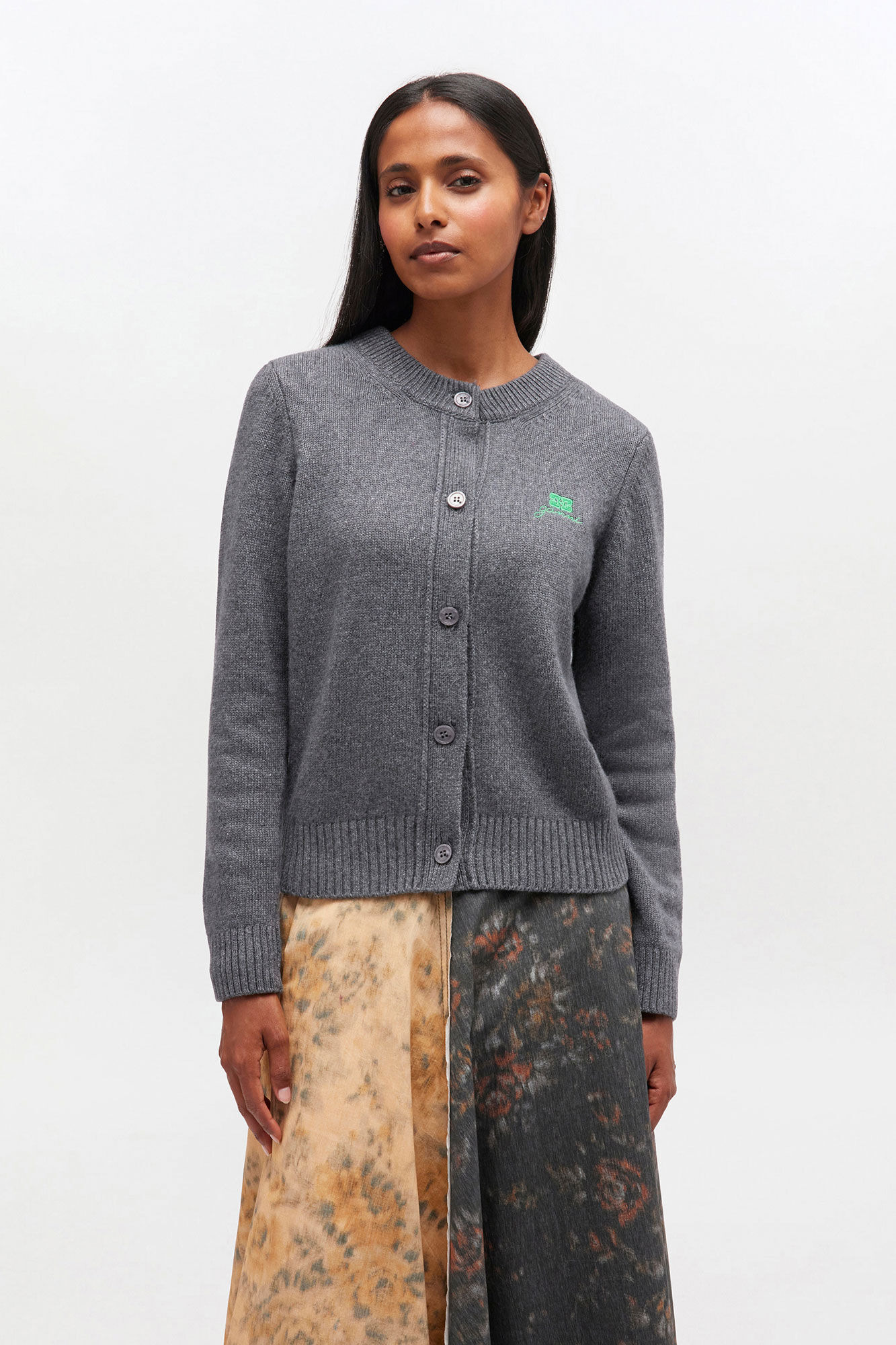 GREY WOOL MIX CARDIGAN - 3