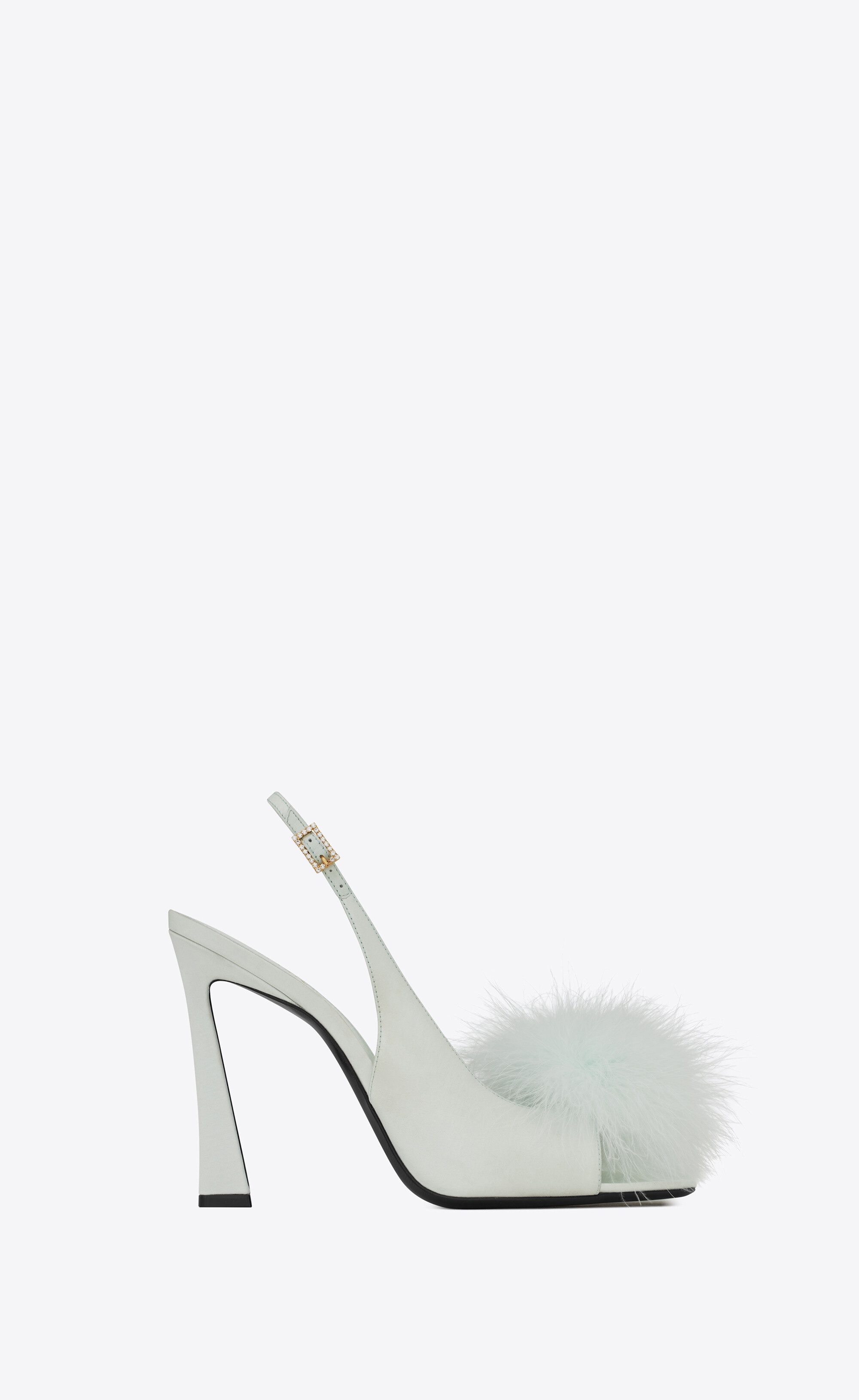 mae slingback sandals in crepe satin with feathers - 1