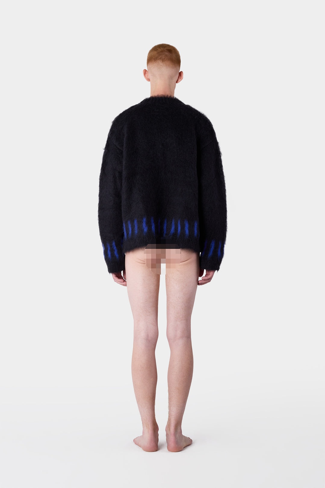 HAIRY KNIT ROUND NECK SWEATER / dark navy - 8