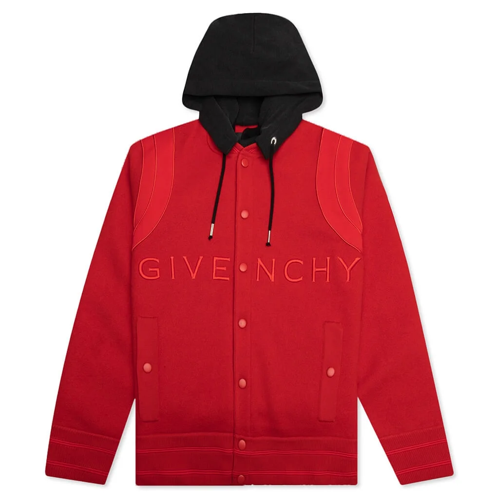 GIVENCHY EMBROIDERED VARSITY JACKET - RED - 1