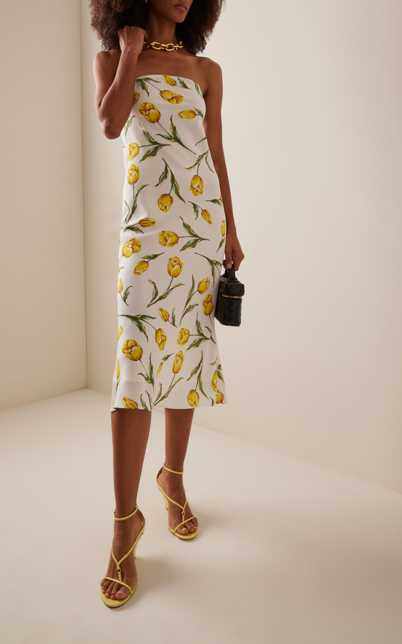 Tulip Silk Crepe Strapless Dress floral - 3