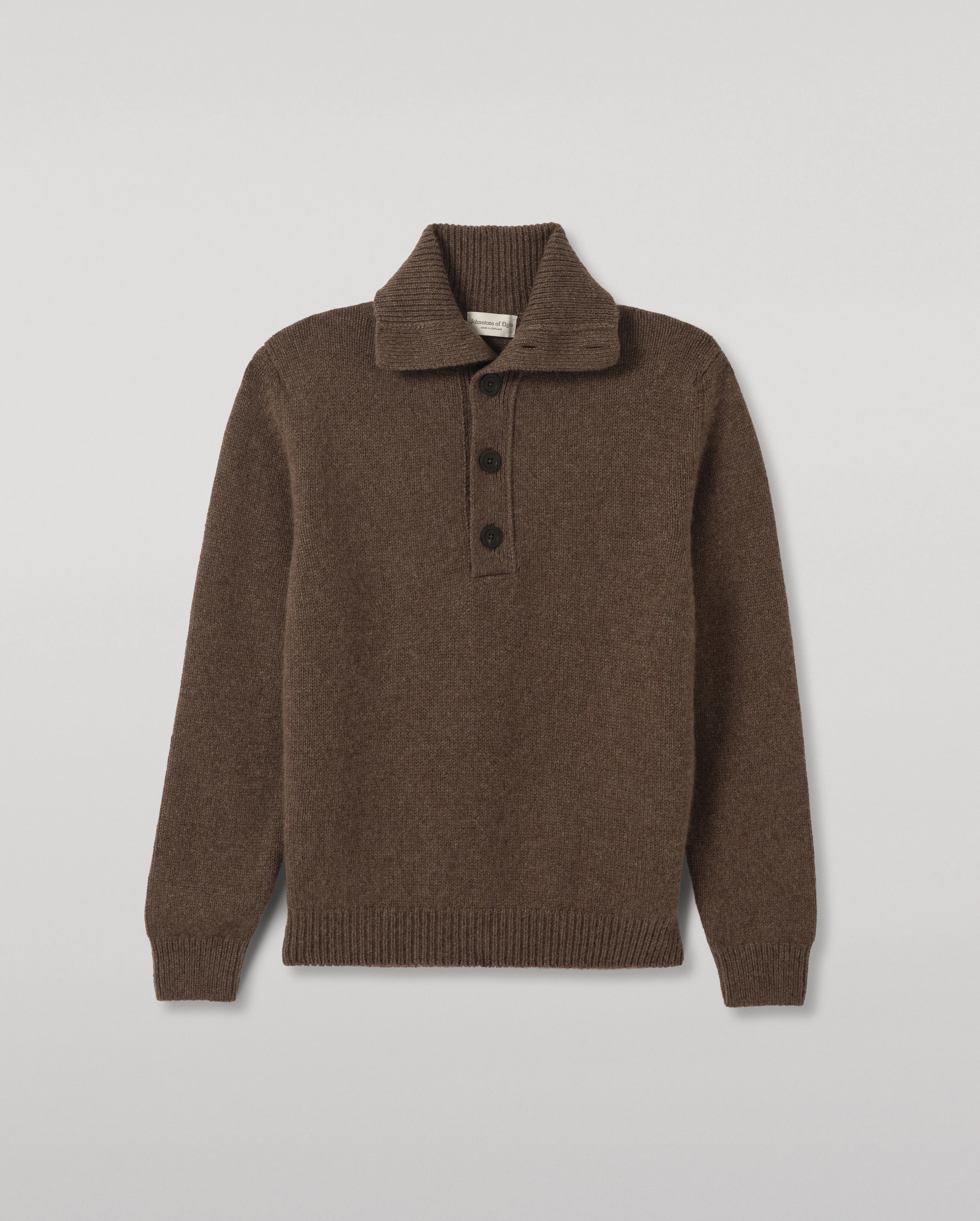 Douglas Button Neck Brown Cashmere Jumper - 1