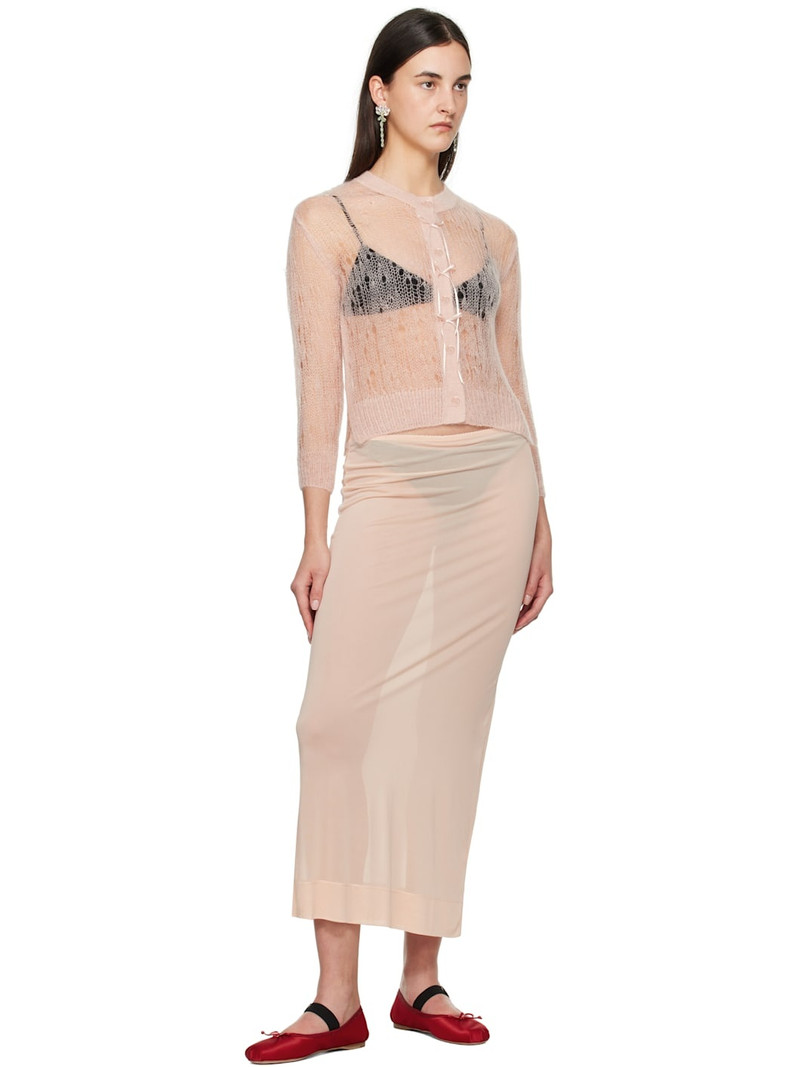 Simone Rocha Pink Cropped Long Sleeve Cardigan outlook
