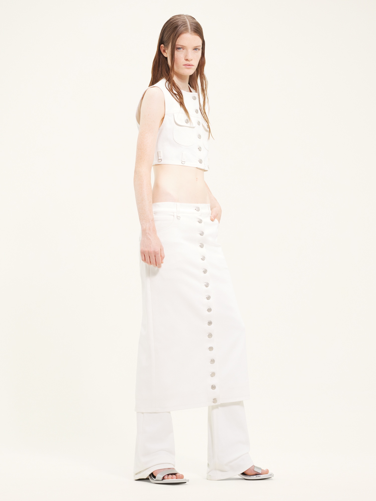 MULTIFLEX WHITE DENIM CROPPED VEST - 3