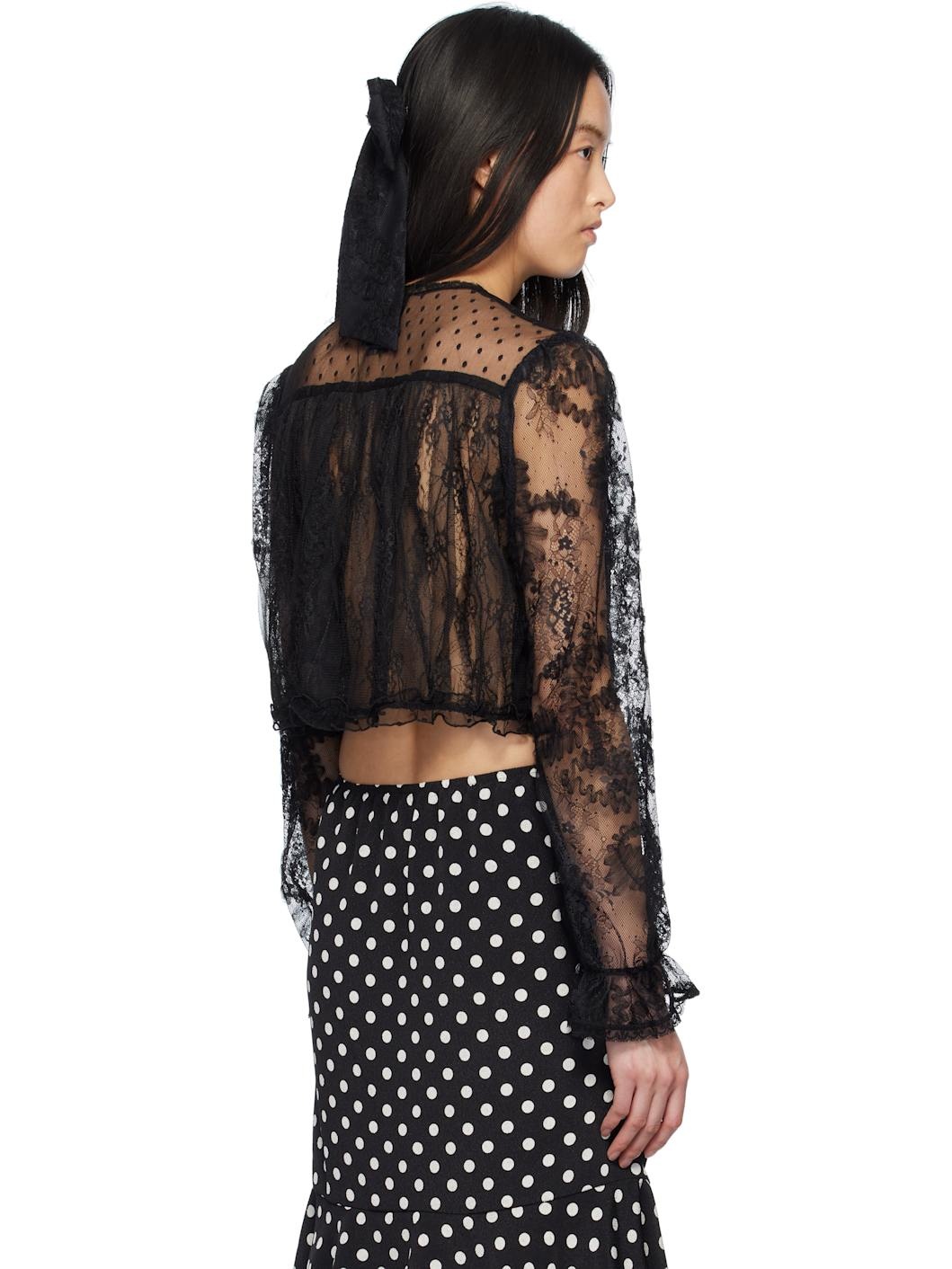 Black Lace Combo Bed Cardigan - 3