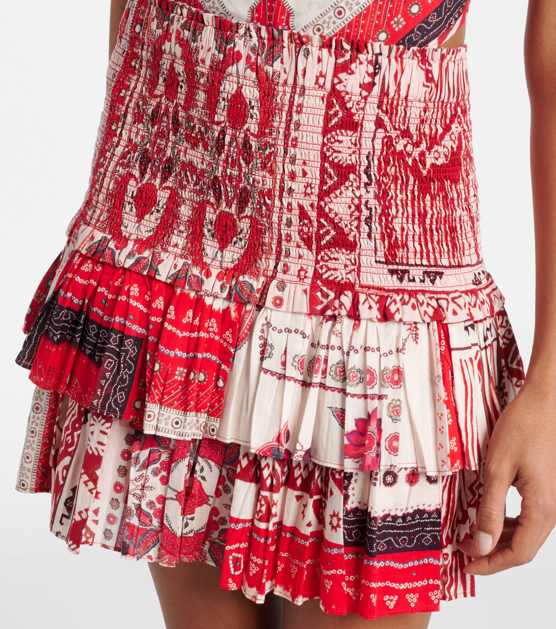 Naomi shirred printed cotton miniskirt - 4