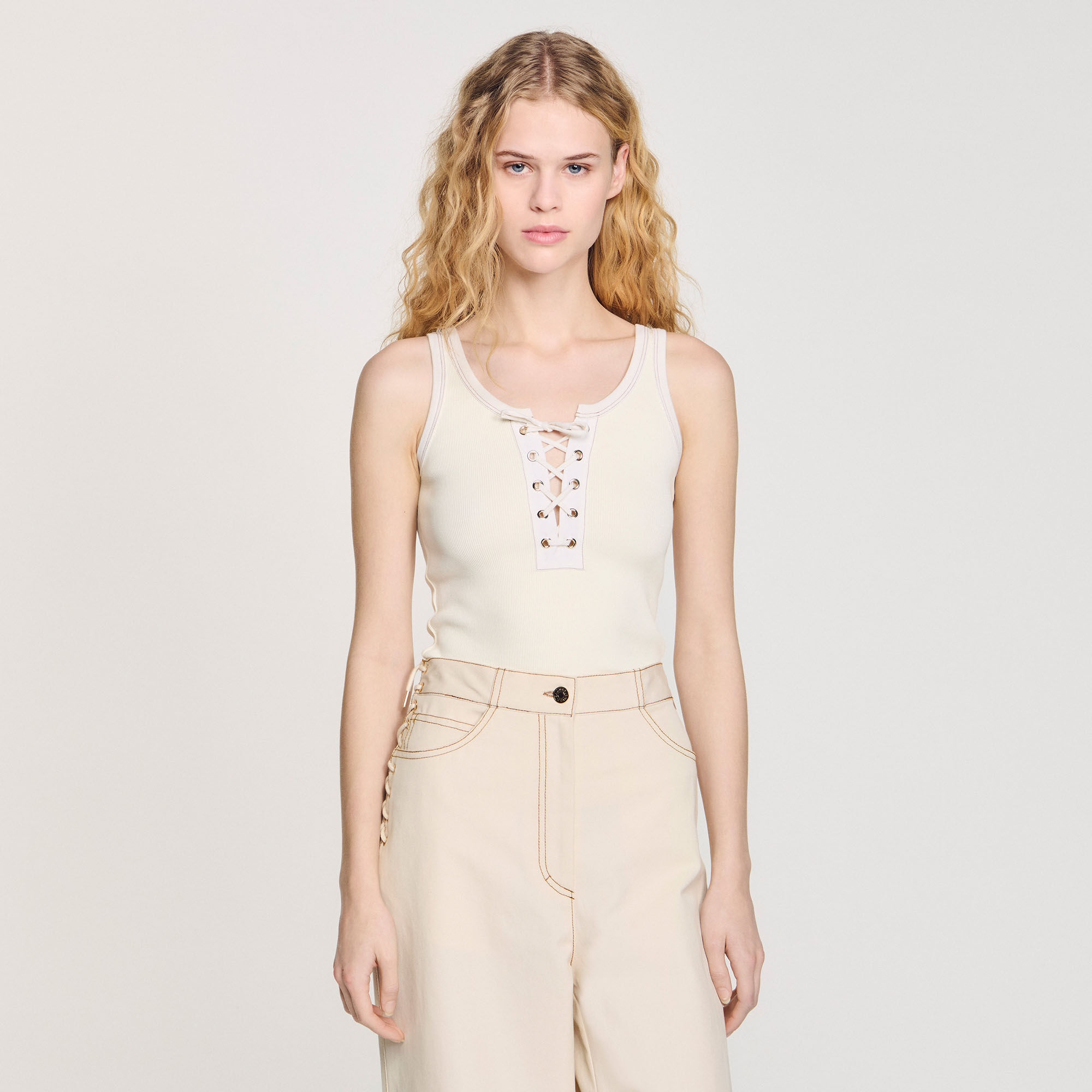 LACE-UP VEST TOP - 4