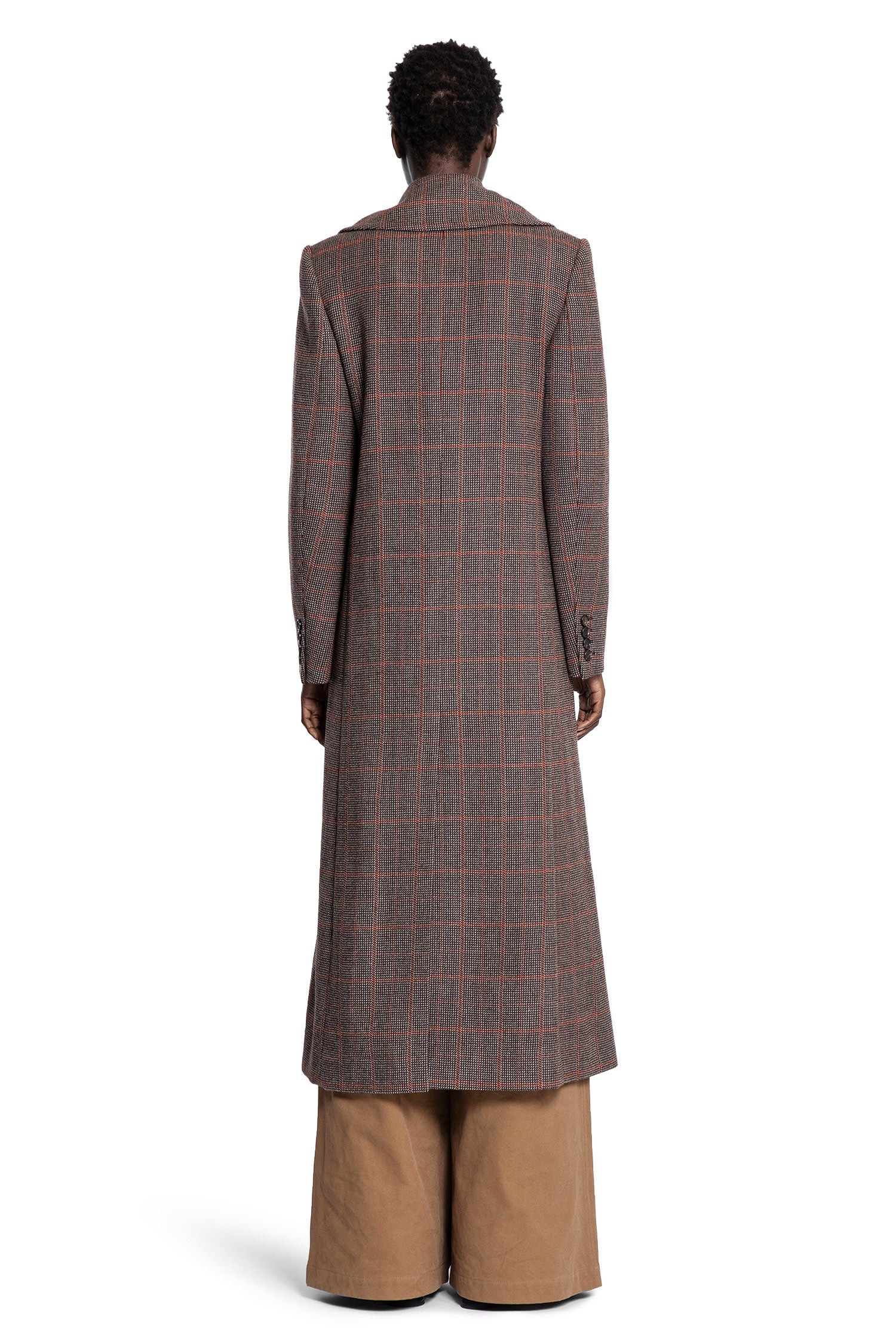 Long-Double-Breasted-Coat-In-Check-Wool - 4
