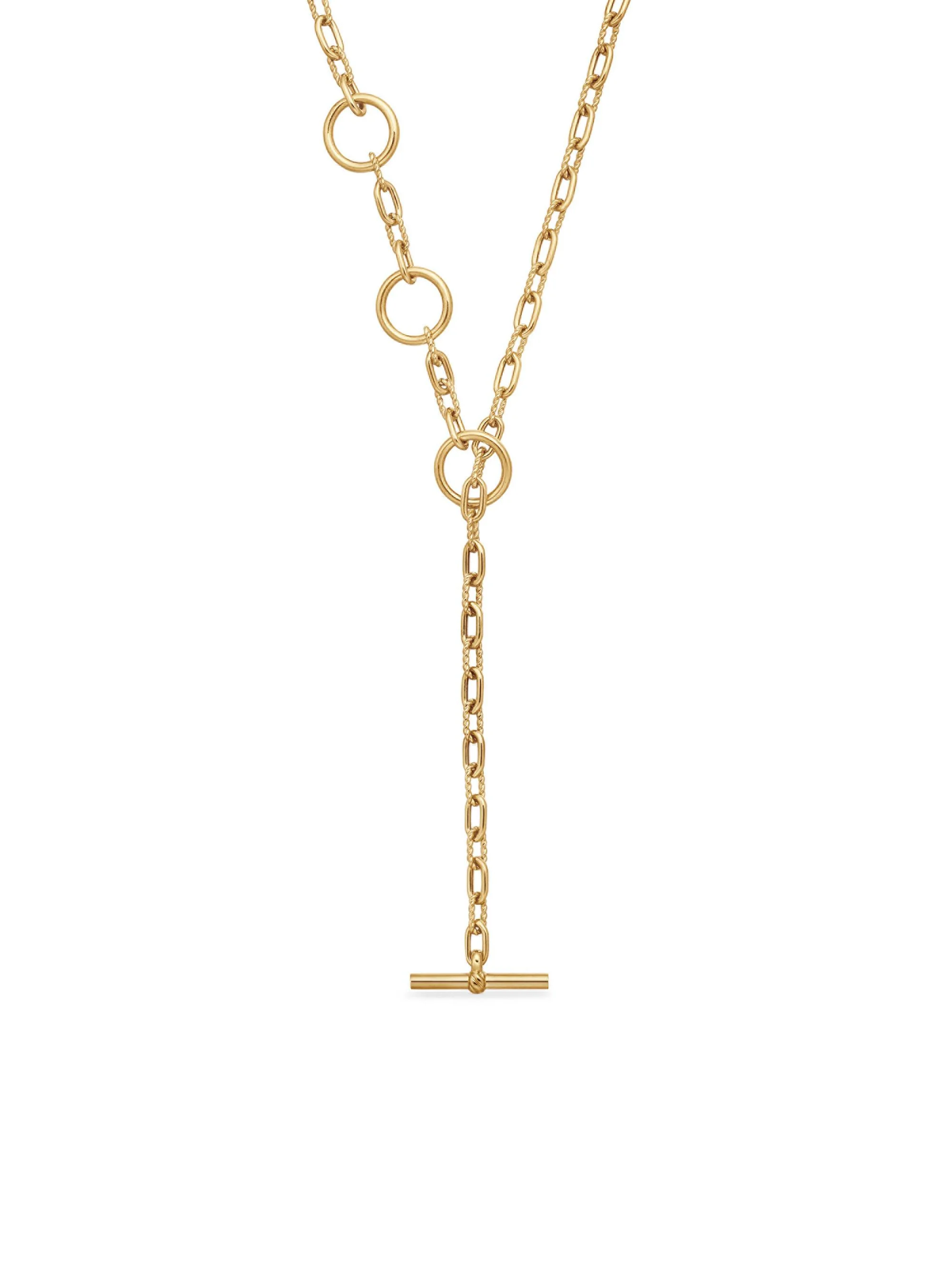 Women's DY Madison Three Ring Chain Necklace in 18K Yellow Gold, 3MM - Gold - 1