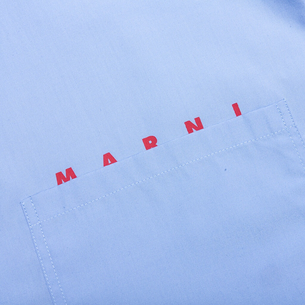 ORGANIC POPLIN ZIP SHIRT WITH HIDDEN LOGO- IRIS/BLUE - 4