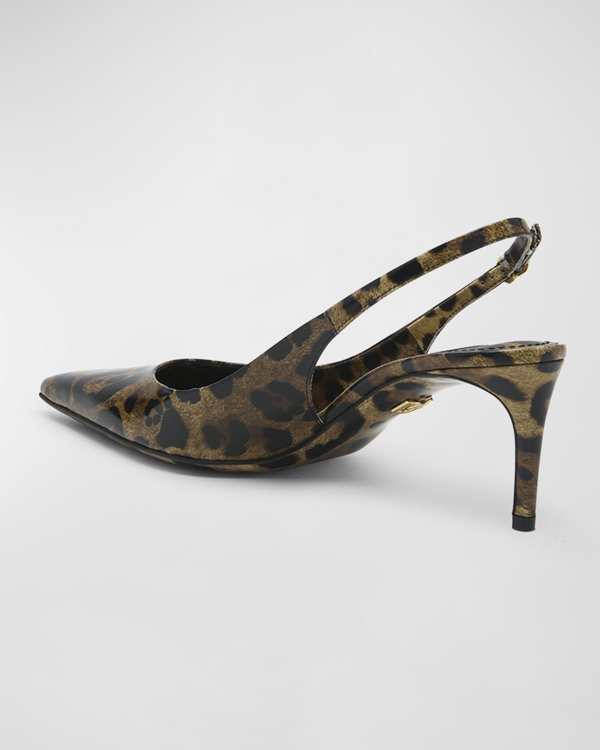 Animal-Print Patent Slingback Pumps - 4