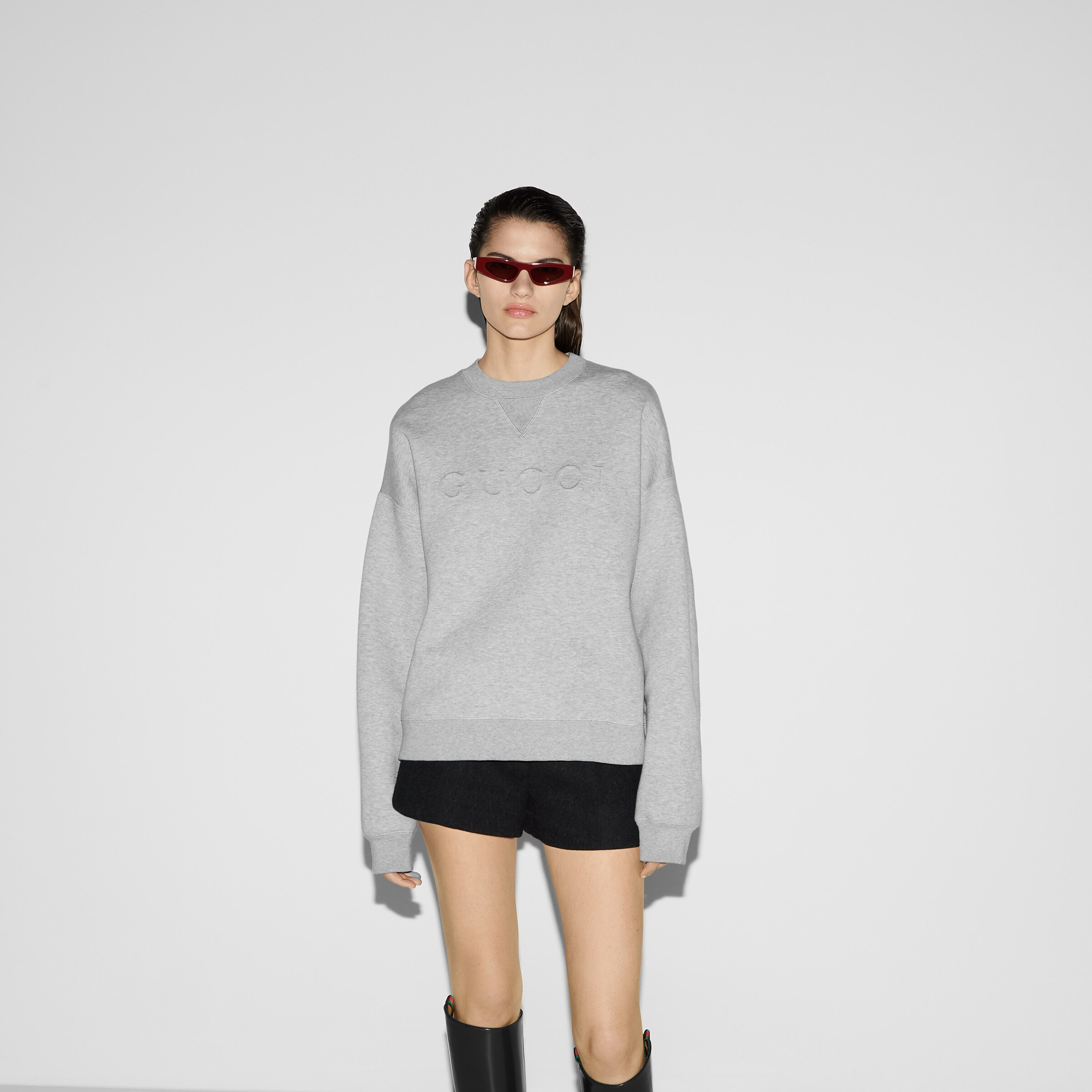Cotton jersey embossed sweatshirt - 3