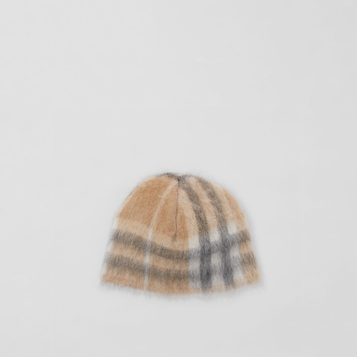Check Mohair Silk Blend Beanie - 1