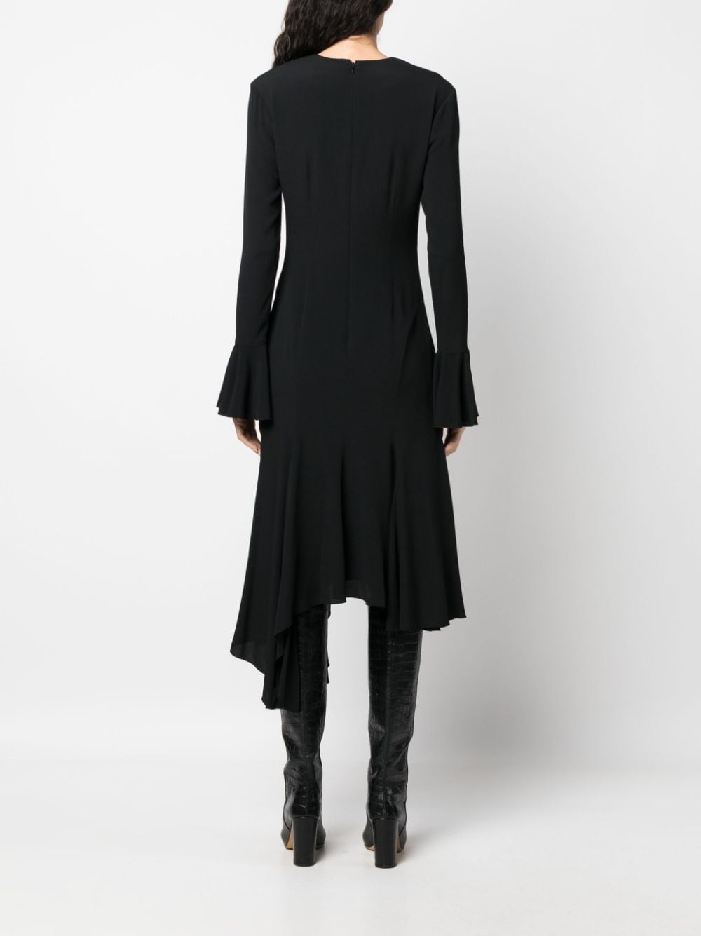eyelet-detail asymmetric dress - 4