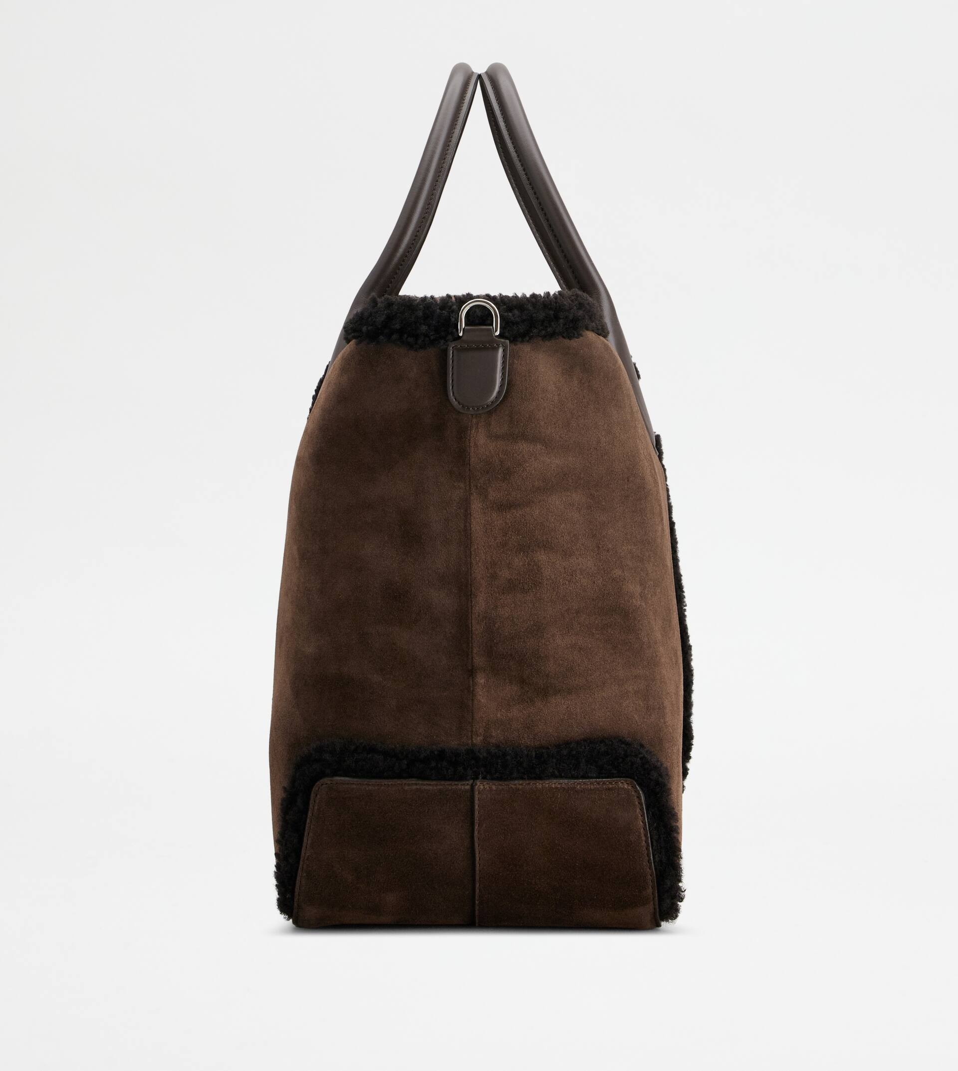 TOD'S DI BAG IN SUEDE AND SHEARLING LARGE - BROWN - 2