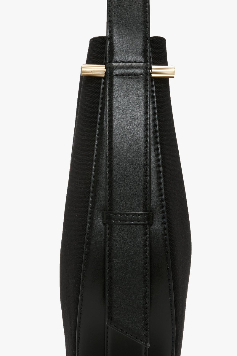 Dia Hobo Bag In Black Canvas With Black Leather 6