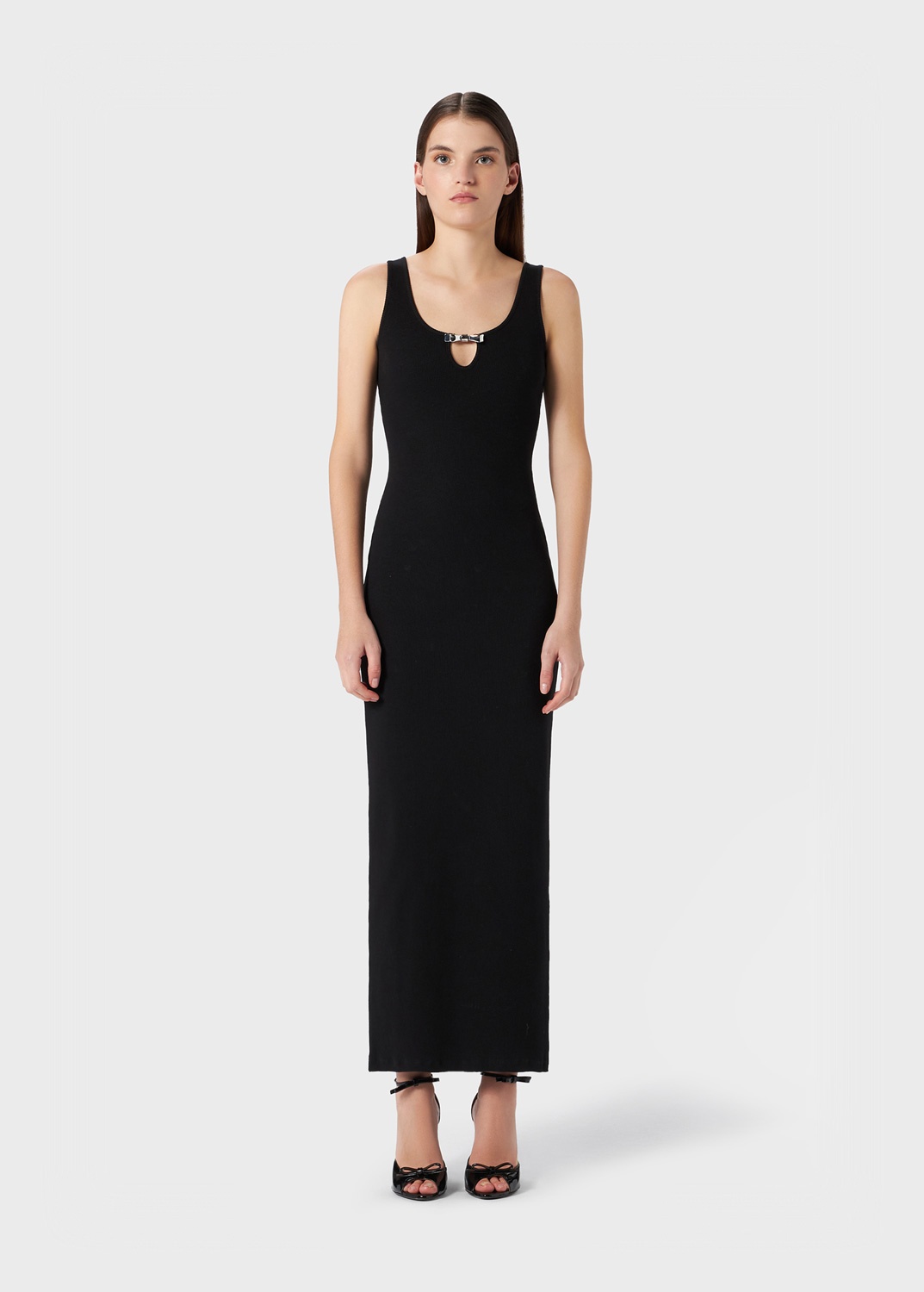 RIBBED LONG DRESS WITH CUT-OUT AND PIN DECORATION - 3