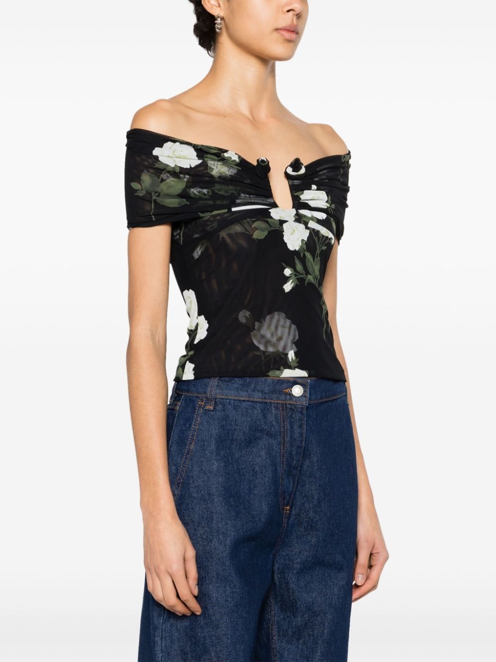 off-shoulder cropped blouse - 3