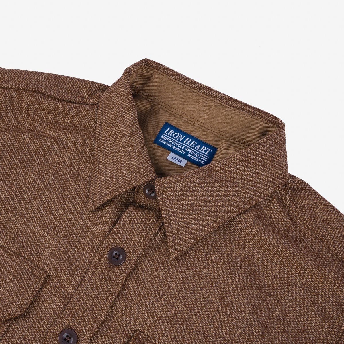 IHDR-434-CBR 14oz Fox Brothers®  Barleycorn Flannel CPO Shirt - Cigar Brown - 6