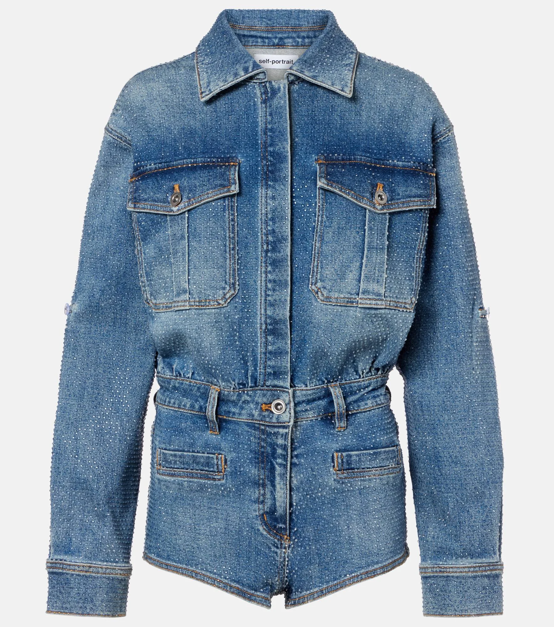 Embellished denim romper - 1