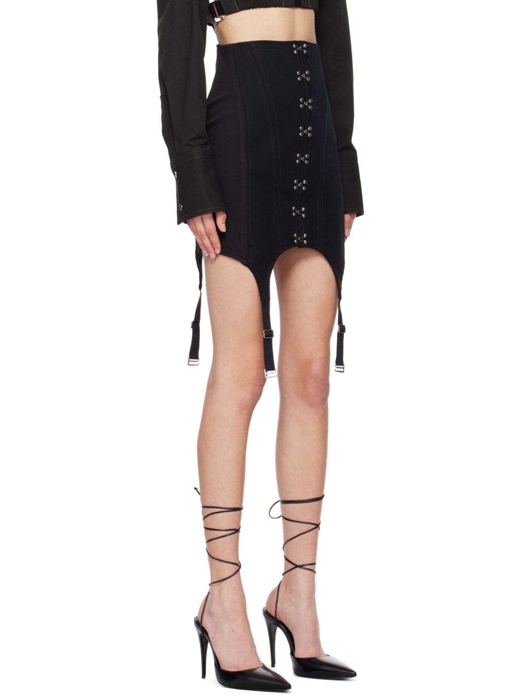 Black Corset Garter Miniskirt - 2