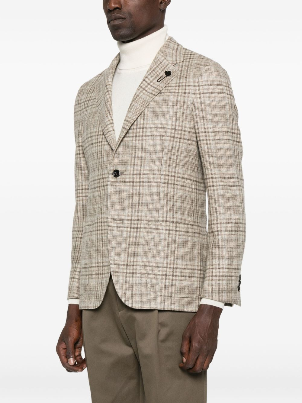 checked two-button blazer - 3