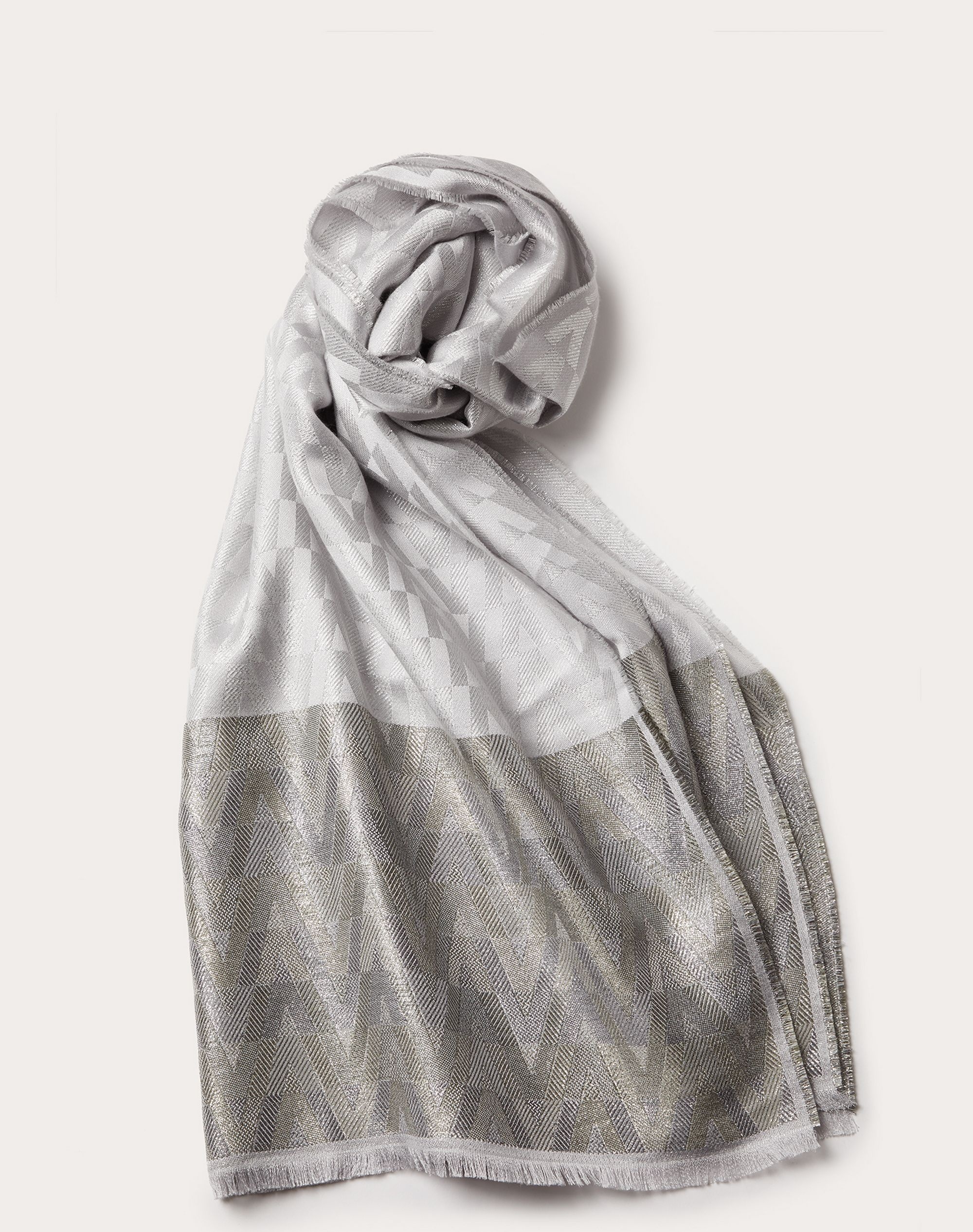 STOLE WITH SHINY OPTICAL VALENTINO JACQUARD IN SILK AND CASHMERE 75X200 CM - 1