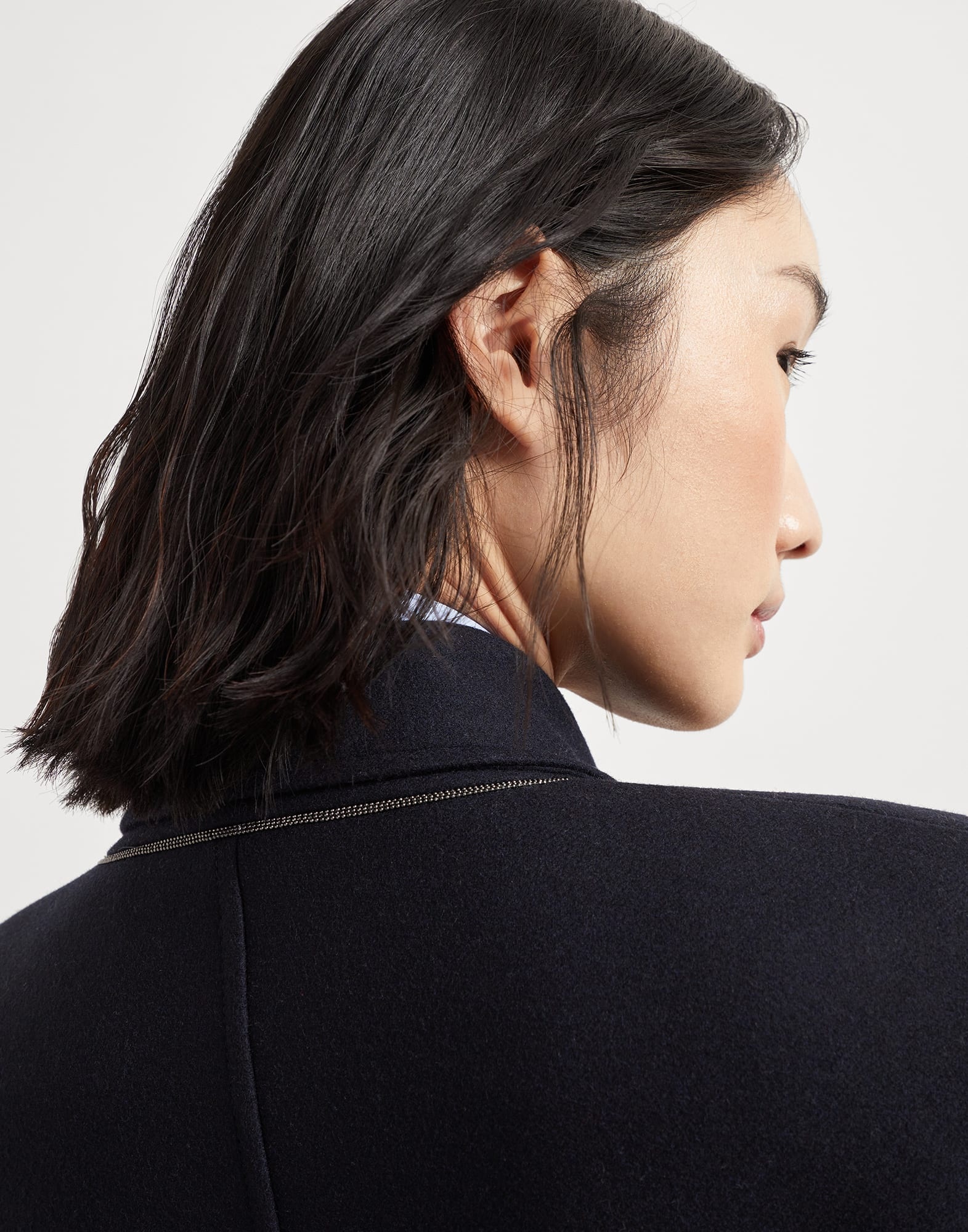 Lightweight wool cloth coat with monili - 3