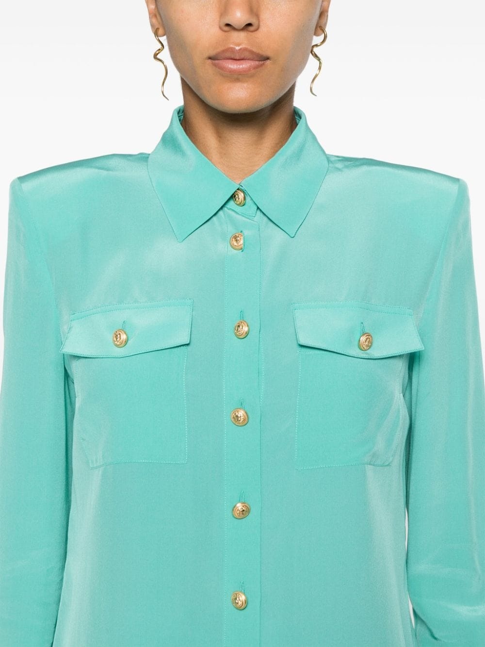 golden-buttons crepe shirt - 5