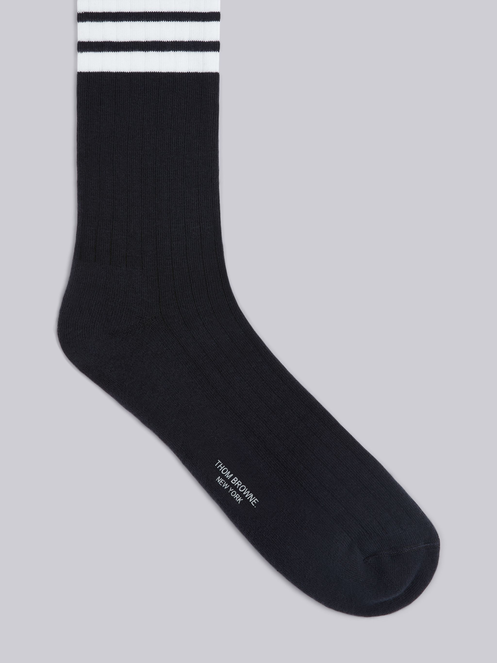 Navy Cotton Mid-Calf 4-Bar Socks - 2