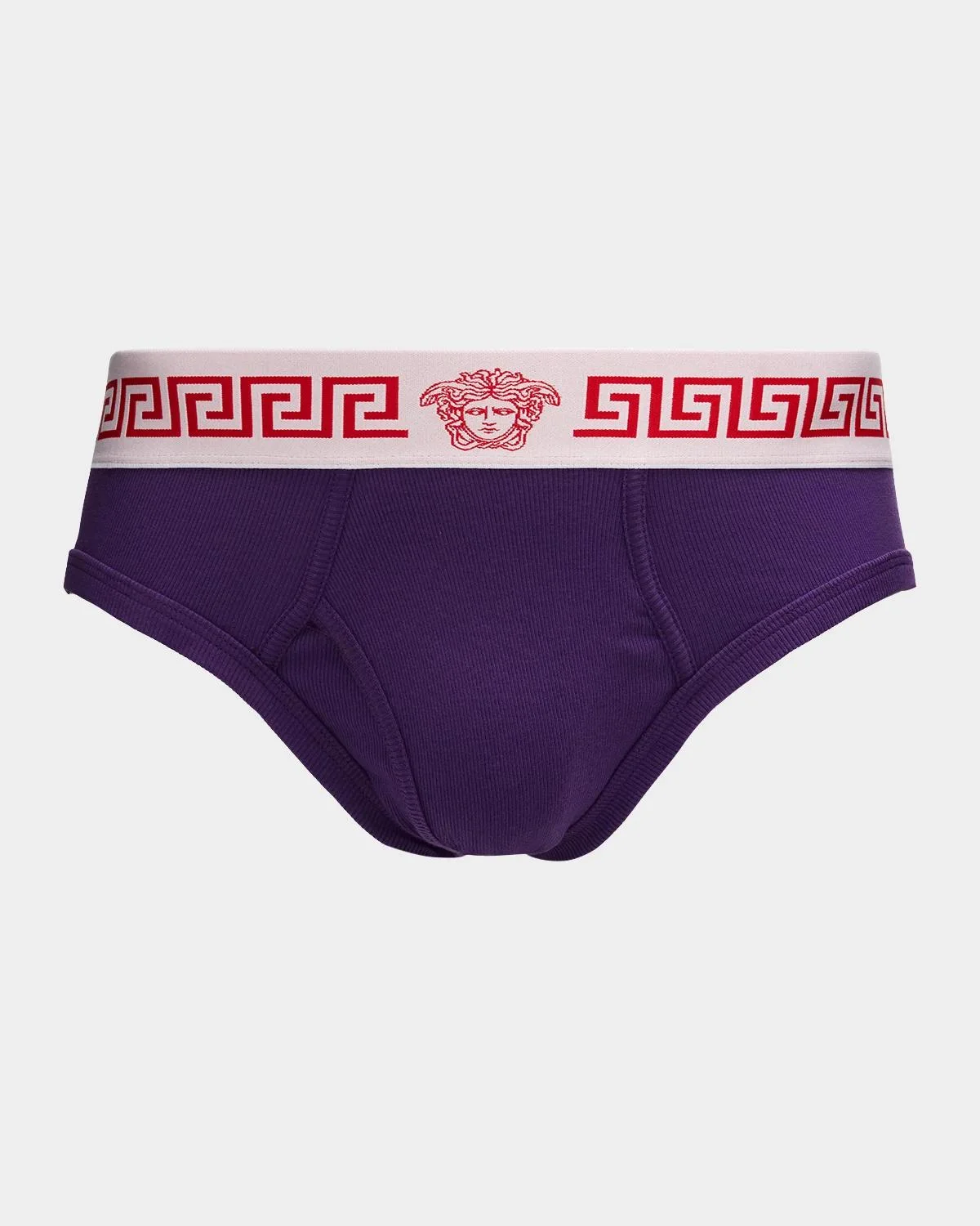 Men's Medusa La Greca Cotton-Rib Briefs - 1