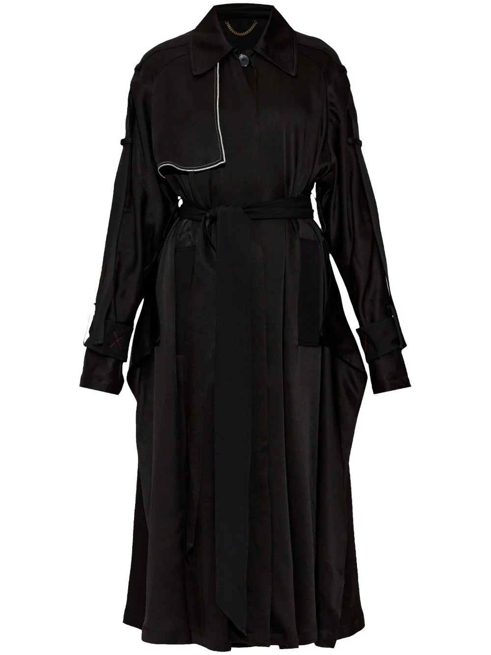 contrast-trim trench coat - 1