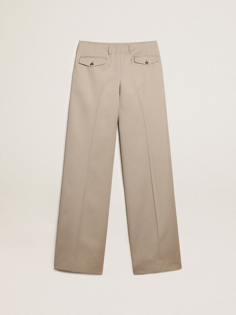 Pants in light beige wool gabardine 6