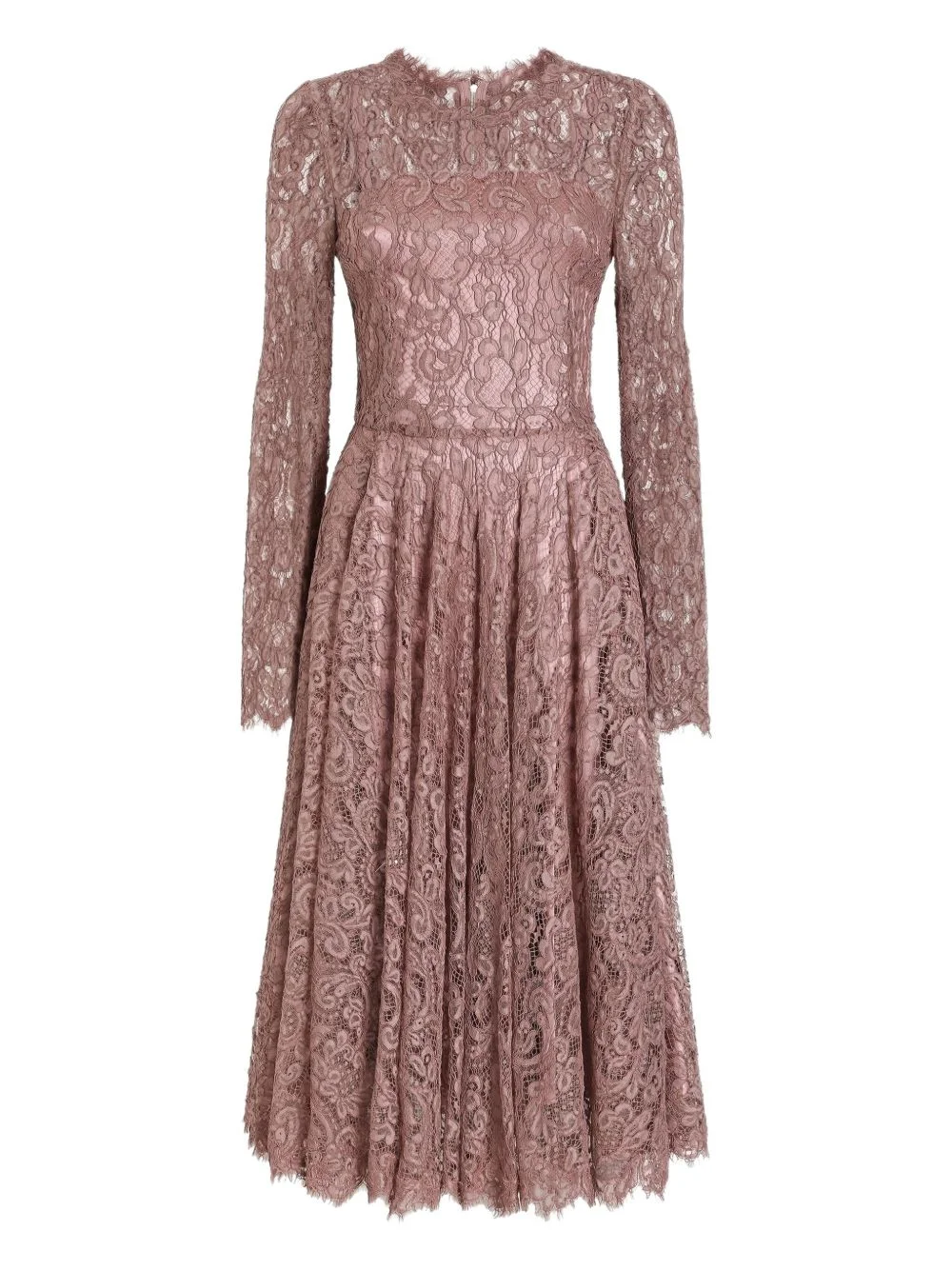 long-sleeve lace midi dress - 1